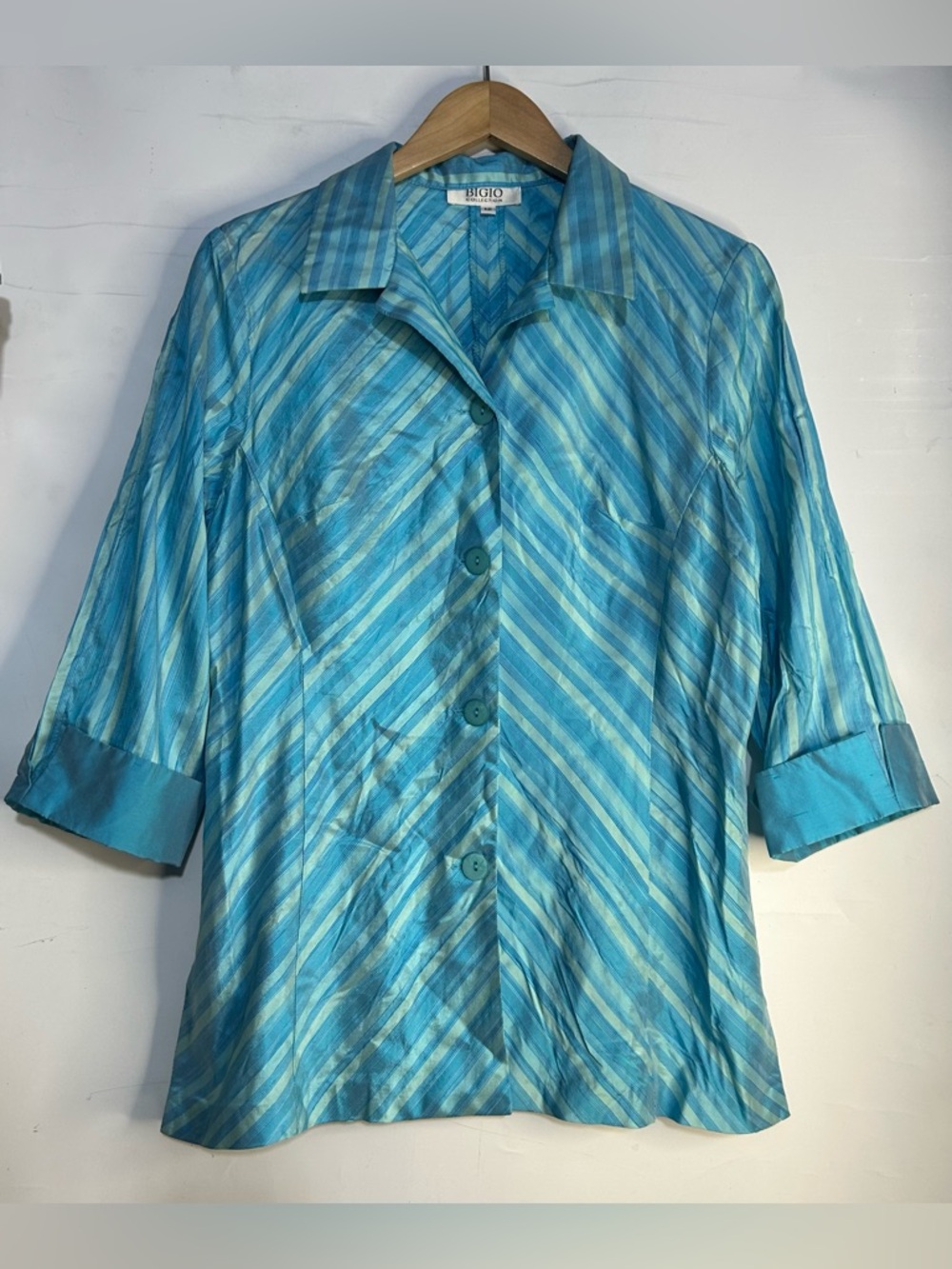 5 for $25🔥BIGIO Y2K Blue Striped Blouse‎ Size 12